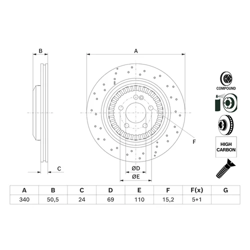 Brzdový kotúč 0 986 479 H40 /BOSCH/ - obr. 1