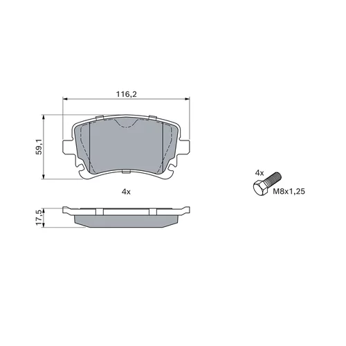 Sada brzdových platničiek kotúčovej brzdy 0 986 494 889 /BOSCH/ - obr. 4