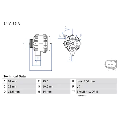 Alternátor 0 986 044 490 /BOSCH/