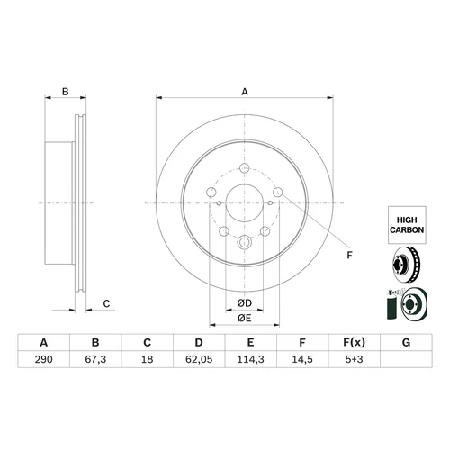 Brzdový kotúč 0 986 479 G64 /BOSCH/ - obr. 1