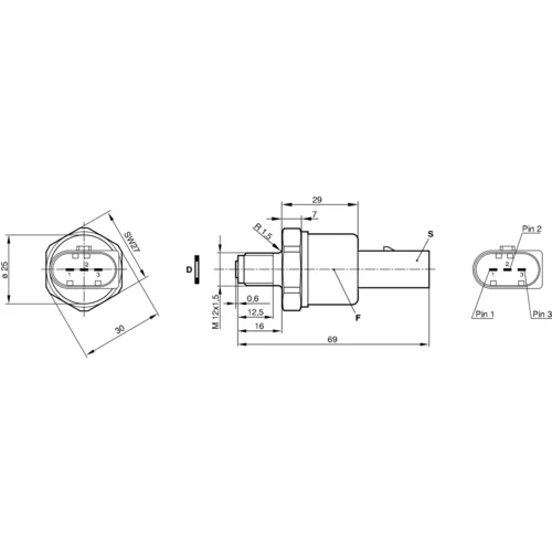 Senzor tlaku paliva 0 281 002 238 /BOSCH/ - obr. 1