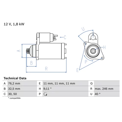 Štartér 0 986 017 000 /BOSCH/ - obr. 3