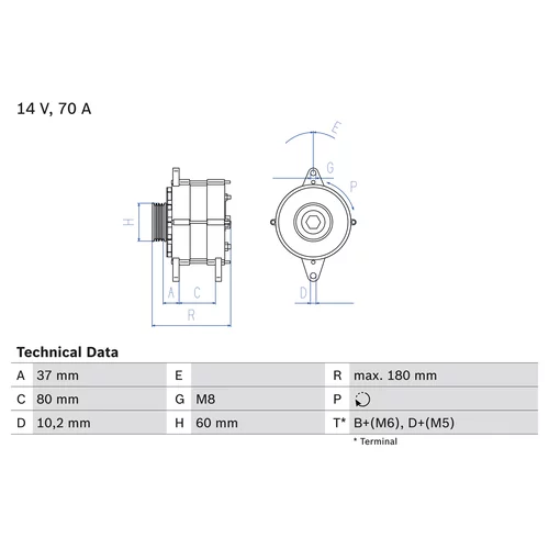 Alternátor BOSCH 0 986 038 401