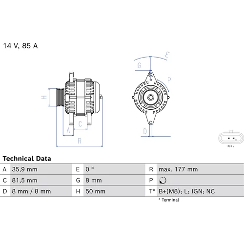 Alternátor BOSCH 0 986 086 400