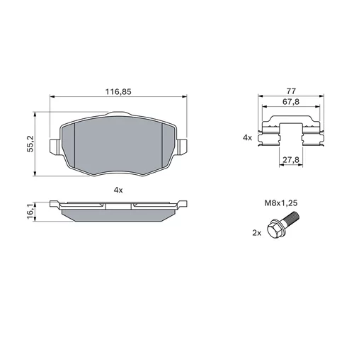 Sada brzdových platničiek kotúčovej brzdy 0 986 424 793 /BOSCH/ - obr. 4