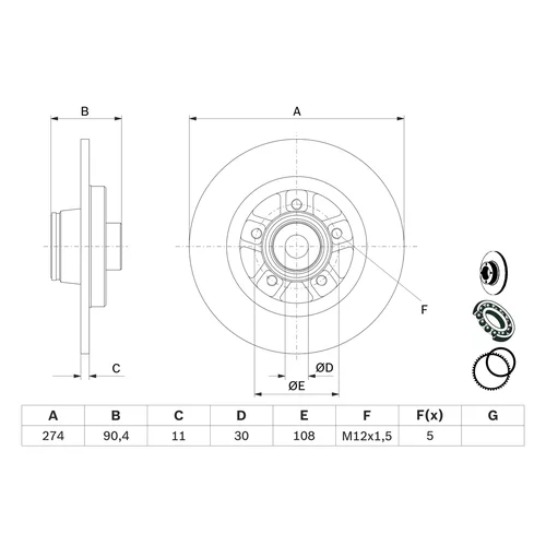 Brzdový kotúč 0 986 479 F30 /BOSCH/ - obr. 1