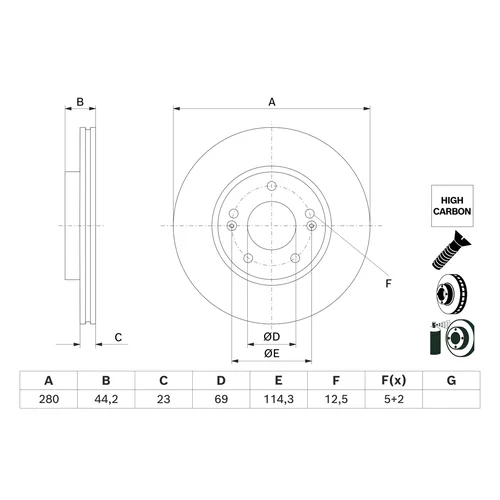 Brzdový kotúč 0 986 479 F36 /BOSCH/ - obr. 1