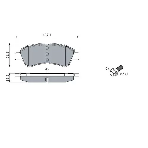 Sada brzdových platničiek kotúčovej brzdy 0 986 494 027 /BOSCH/ - obr. 4