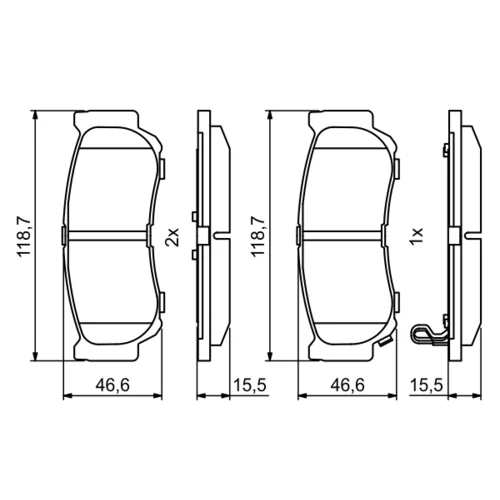 Sada brzdových platničiek kotúčovej brzdy 0 986 494 230 /BOSCH/ - obr. 6