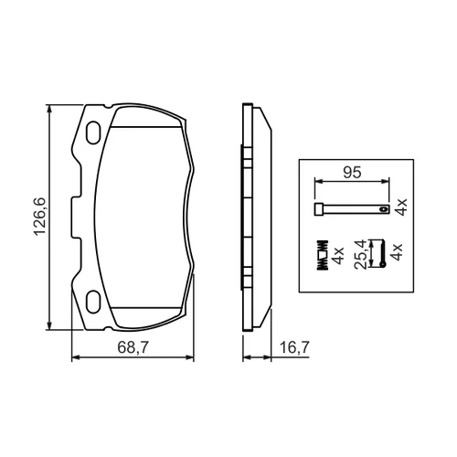Sada brzdových platničiek kotúčovej brzdy 0 986 494 291 /BOSCH/ - obr. 4
