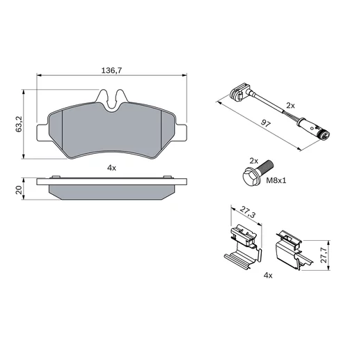 Sada brzdových platničiek kotúčovej brzdy 0 986 494 601 /BOSCH/ - obr. 4