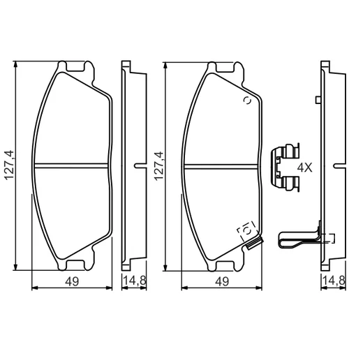 Sada brzdových platničiek kotúčovej brzdy 0 986 494 620 /BOSCH/ - obr. 4
