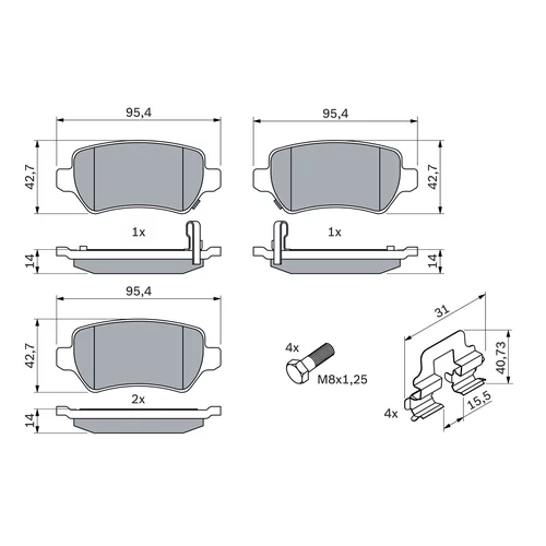 Sada brzdových platničiek kotúčovej brzdy 0 986 494 654 /BOSCH/ - obr. 6