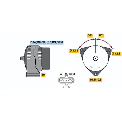 Alternátor BOSCH 0 124 555 032