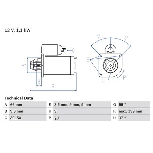 Štartér 0 986 019 930 /BOSCH/
