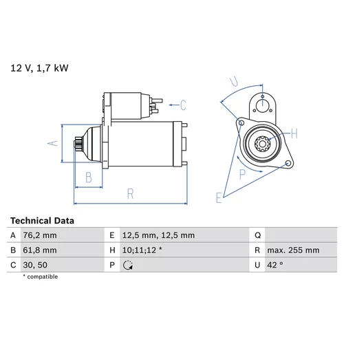 Štartér 0 986 020 260 /BOSCH/ - obr. 1