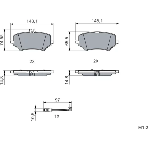 Sada brzdových platničiek kotúčovej brzdy 0 986 460 255 /BOSCH/ - obr. 4