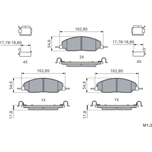 Sada brzdových platničiek kotúčovej brzdy BOSCH 0 986 460 262