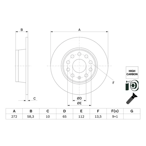 Brzdový kotúč 0 986 479 F23 /BOSCH/ - obr. 1
