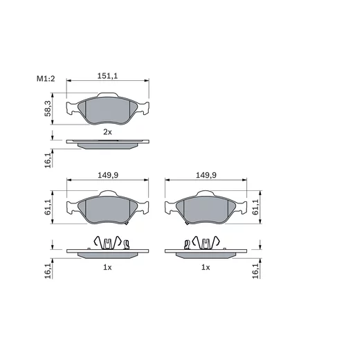 Sada brzdových platničiek kotúčovej brzdy 0 986 494 101 /BOSCH/ - obr. 4