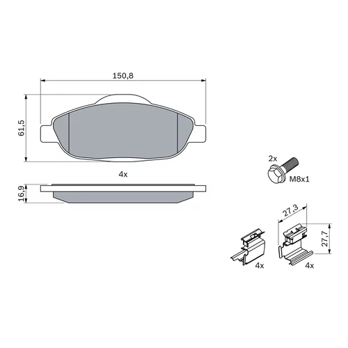 Sada brzdových platničiek kotúčovej brzdy 0 986 494 261 /BOSCH/ - obr. 6