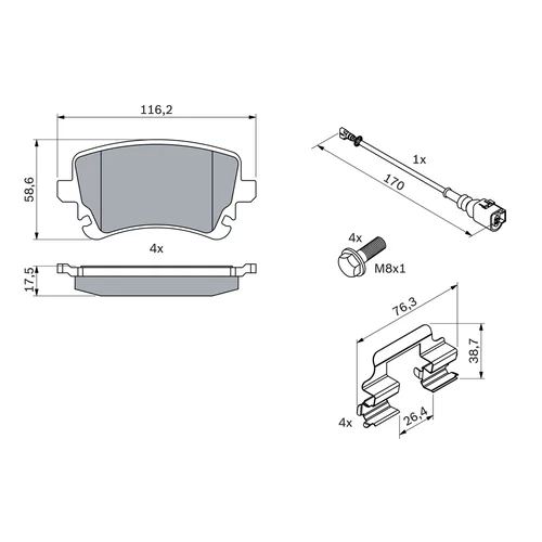 Sada brzdových platničiek kotúčovej brzdy 0 986 494 583 /BOSCH/ - obr. 4