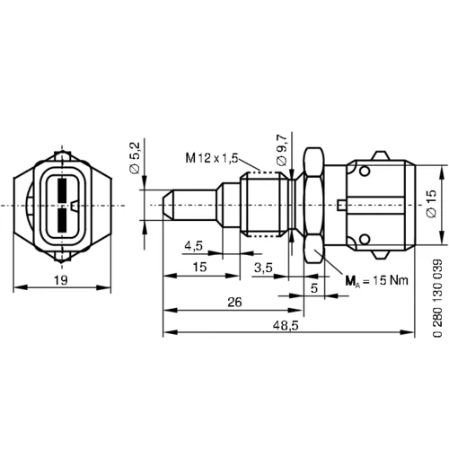 Snímač teploty chladiacej kvapaliny 0 280 130 039 /BOSCH/ - obr. 5