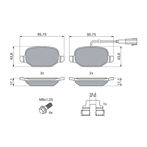 Sada brzdových platničiek kotúčovej brzdy 0 986 494 776 /BOSCH/ - obr. 6