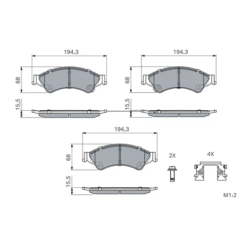 Sada brzdových platničiek kotúčovej brzdy 0 986 494 791 /BOSCH/ - obr. 6