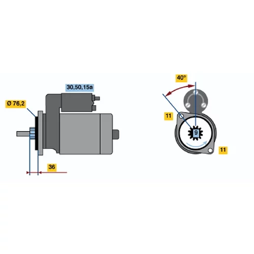 Štartér 0 001 107 007 /BOSCH/ - obr. 2