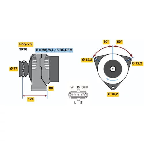Alternátor 0 124 555 001 /BOSCH/