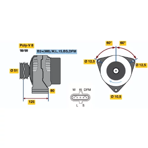 Alternátor BOSCH 0 124 555 016