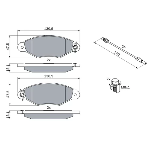 Sada brzdových platničiek kotúčovej brzdy 0 986 424 455 /BOSCH/ - obr. 6