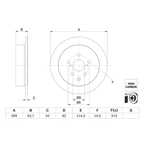 Brzdový kotúč 0 986 479 G61 /BOSCH/ - obr. 1