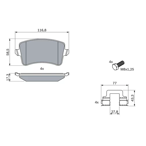 Sada brzdových platničiek kotúčovej brzdy 0 986 494 733 /BOSCH/ - obr. 6