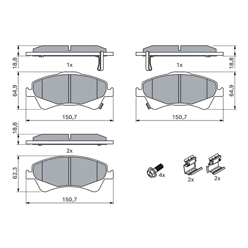 Sada brzdových platničiek kotúčovej brzdy 0 986 494 932 /BOSCH/ - obr. 4