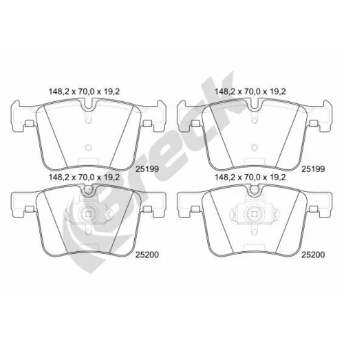 Sada brzdových platničiek kotúčovej brzdy BRECK 25199 00 551 00