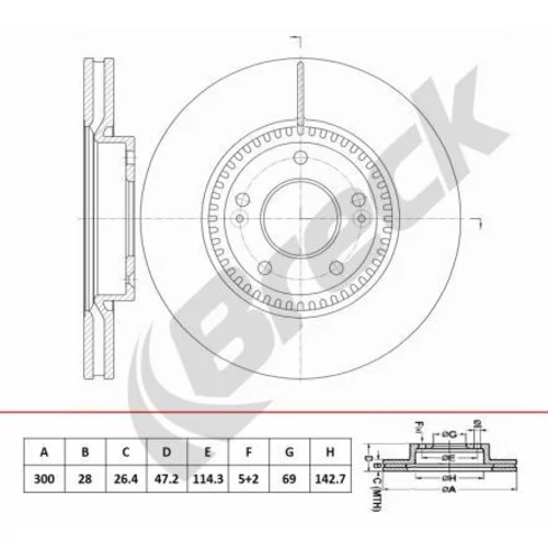 Brzdový kotúč BRECK BR 451 VA100
