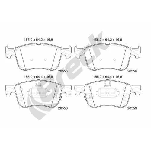 Sada brzdových platničiek kotúčovej brzdy BRECK 20556 00 701 00
