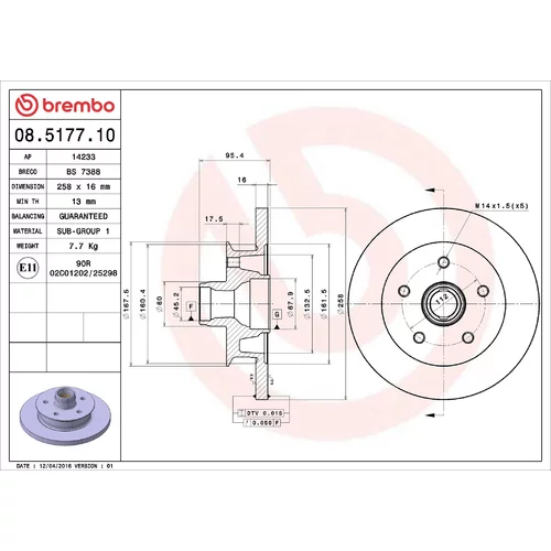 Brzdový kotúč BREMBO 08.5177.10