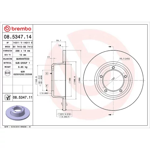 Brzdový kotúč BREMBO 08.5347.11