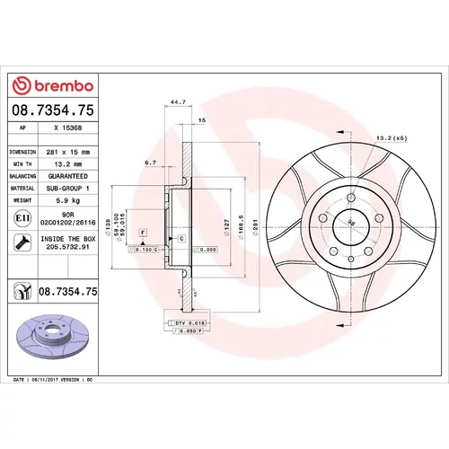 Brzdový kotúč BREMBO 08.7354.75