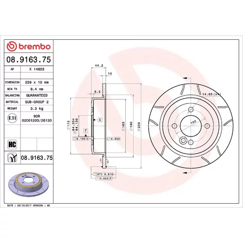 Brzdový kotúč BREMBO 08.9163.75