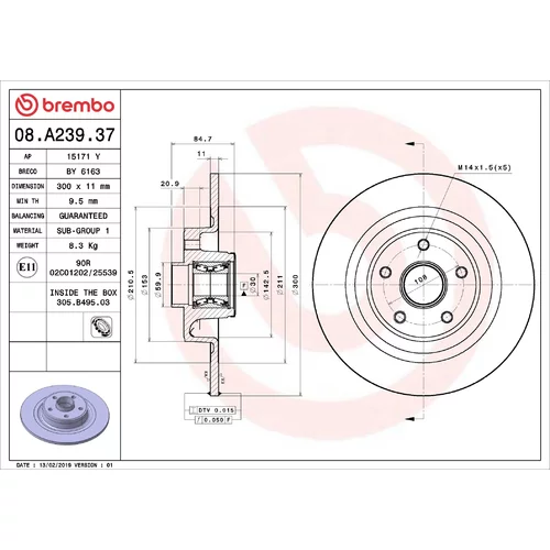 Brzdový kotúč BREMBO 08.A239.37