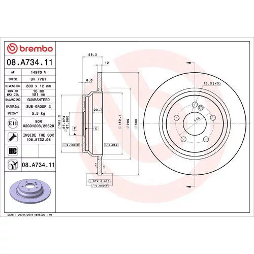 Brzdový kotúč BREMBO 08.A734.11