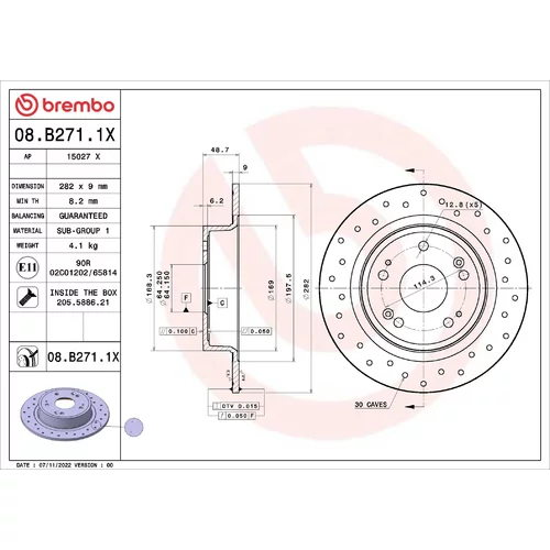 Brzdový kotúč BREMBO 08.B271.1X