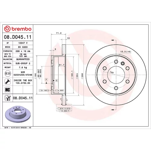 Brzdový kotúč BREMBO 08.D045.11