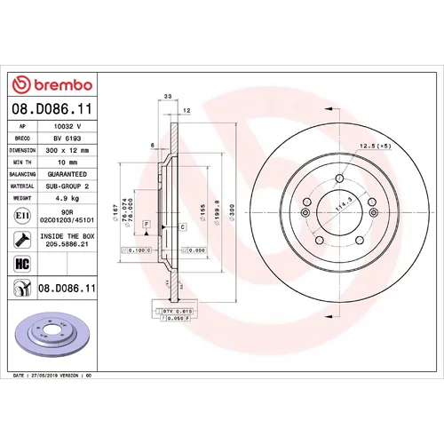 Brzdový kotúč BREMBO 08.D086.11