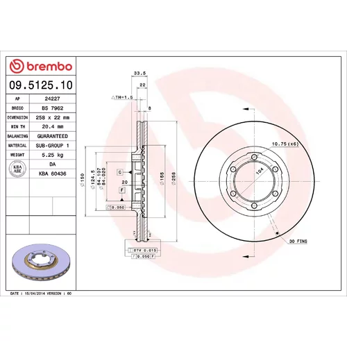 Brzdový kotúč BREMBO 09.5125.10