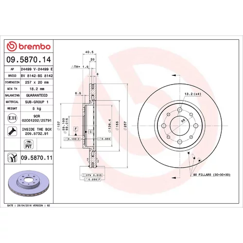 Brzdový kotúč BREMBO 09.5870.11